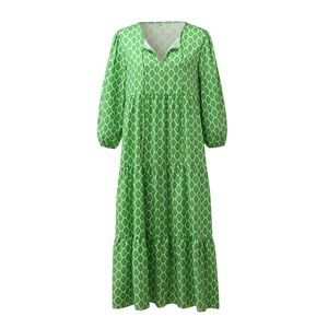 Women Boho Puff Sleeve Tiered Maxi Dress *2XL*